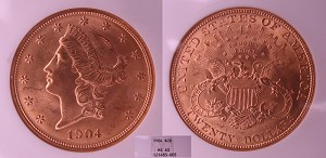 1904 US $20 Gold Coin image