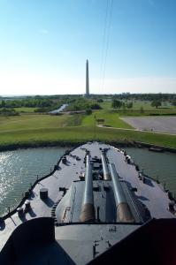 The San Jacinto Monument seen from the Battleship Texas image