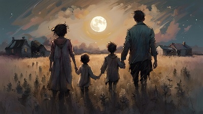 Family walking across a field (song video for How Long) image