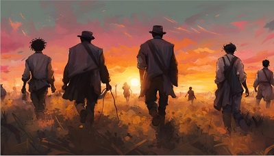 Men walking toward the sunrise (song video for How Long) image