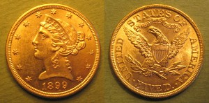 1899 Five Dollar Gold Piece image