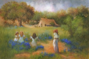 Girls in a Field of Bluebonnets image