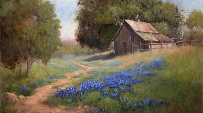 Bluebonnets and Barn image