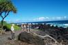 Lava rock on a black sand beach