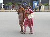 Young women walking in pairs