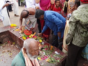 Offerings in front of Chamundi Hill temple image