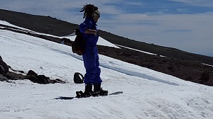 A woman skiing on Mount Hood image