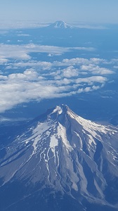Mount Hood and Mount Adams from a plane image