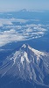 Mount Hood and Mount Adams from a plane by Elton Smith