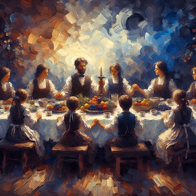 A family saying grace before their meal (song video for A Purpose And A Promise) image