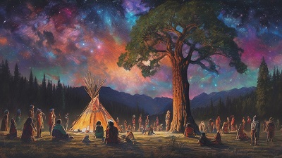 Native Americans gathering at night in Yosemite<br>(song video for The Stars Are Out Tonight) image