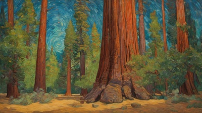 Redwood trees in Yosemite<br>(song video for The Stars Are Out Tonight) image