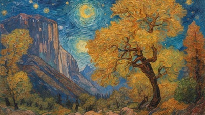 Oil painting of Yosemite<br>(song video for The Stars Are Out Tonight) image