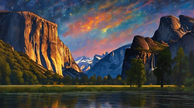 Oil painting of Yosemite<br>(song video for The Stars Are Out Tonight) image